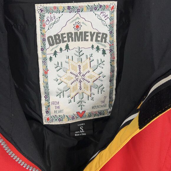Obermeyer Jacket Womens Small Red Alpine Embroidered Ski Snow Mountain Retro 90s - Picture 7 of 16